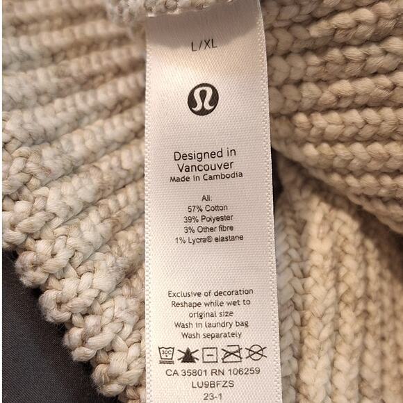 Lululemon Beanie UNISEX L/XL Grey Cream Outdoor Winter Gorpcore Cozycore - Picture 4 of 4